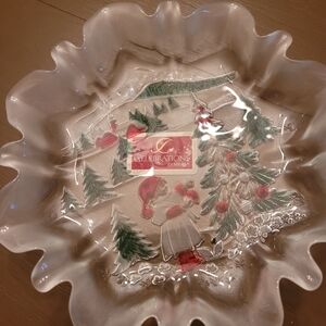 Mikasa Holiday Glass Dish with Red and Green Accents
